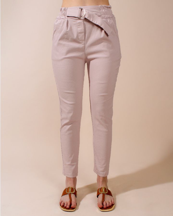 Jenna Relaxed Belted Trouser | Pink