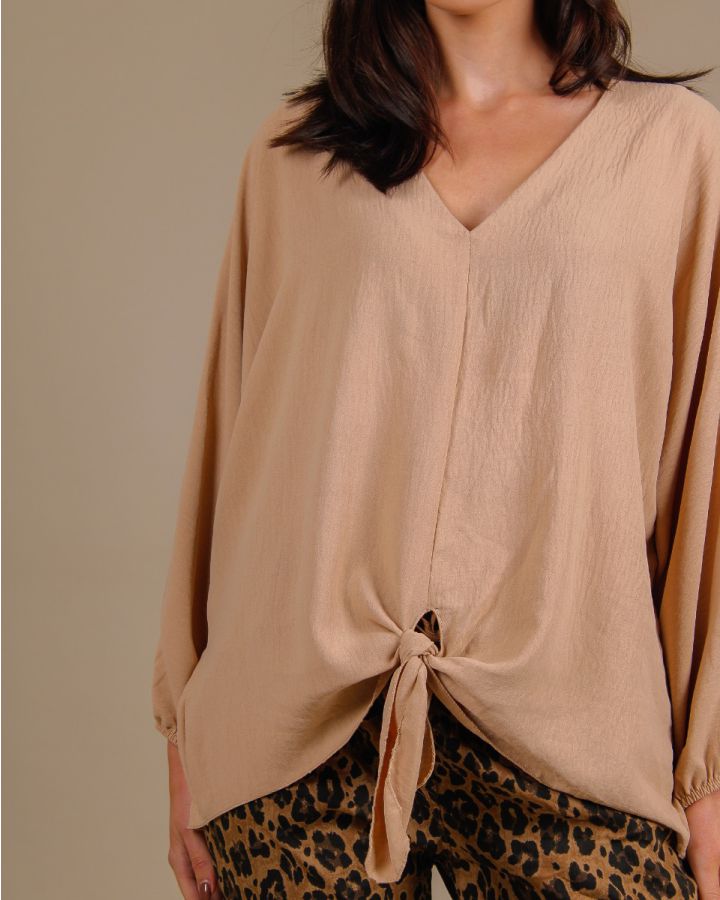 Nika Tie Front Top | Camel