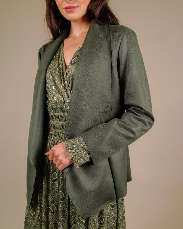 Perry Snakeskin Suedette Jacket |Khaki