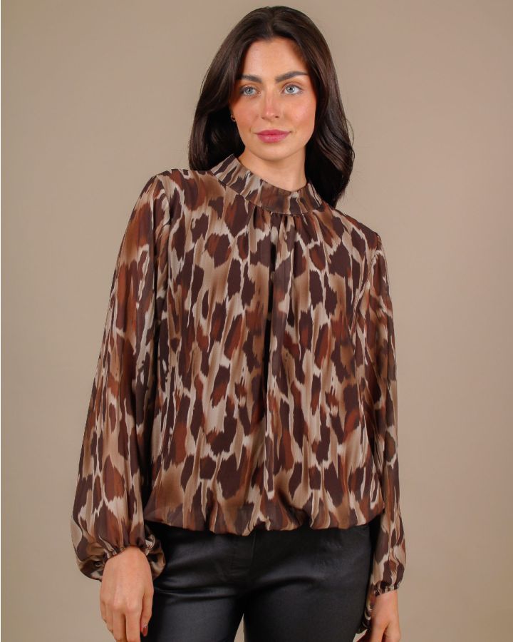 Camile Leopard Blouse | Brown