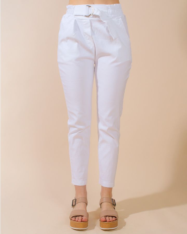 Jenna Relaxed Belted Trouser | White