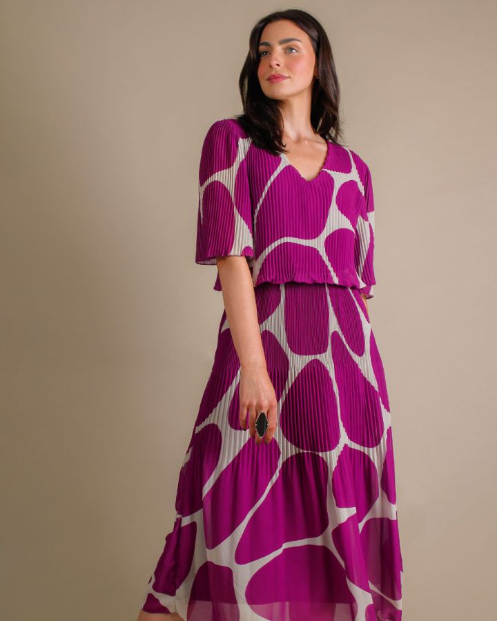 Ziggy Pebble Pleated Dress | Magenta