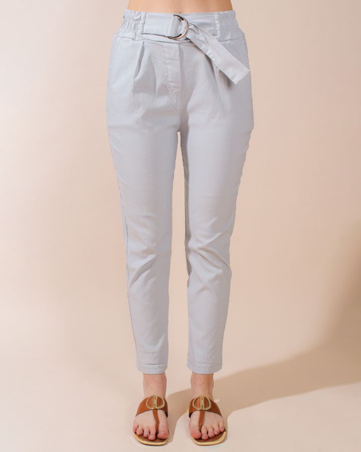 Jenna Relaxed Belted Trouser | Silver
