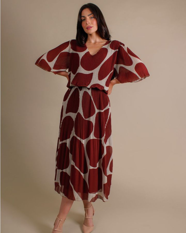 Ziggy Pebble Pleated Dress | Wine