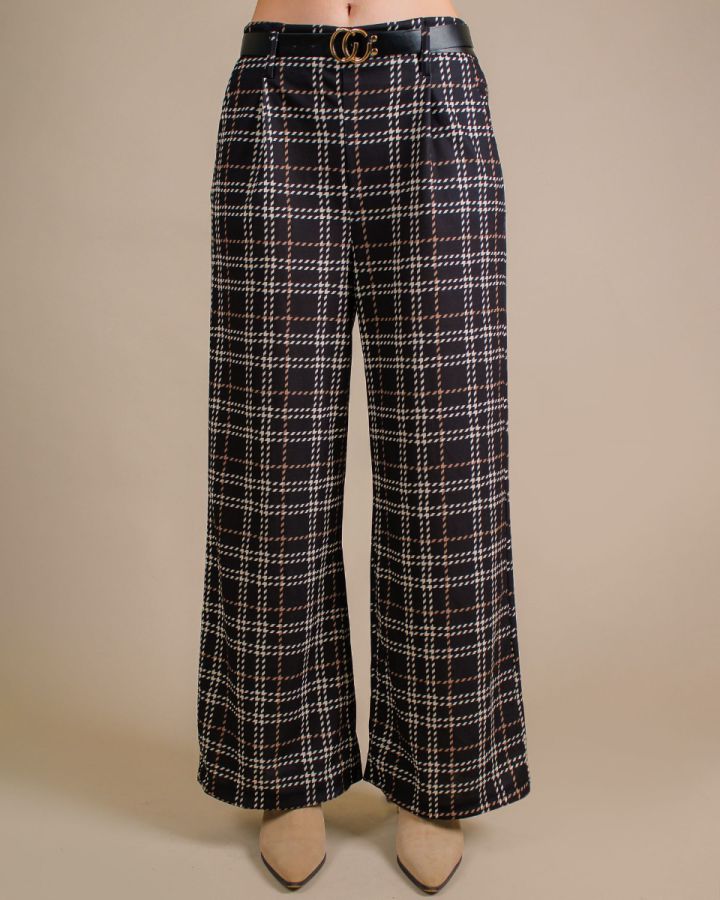 Ronnie Belted Check Trouser | Black