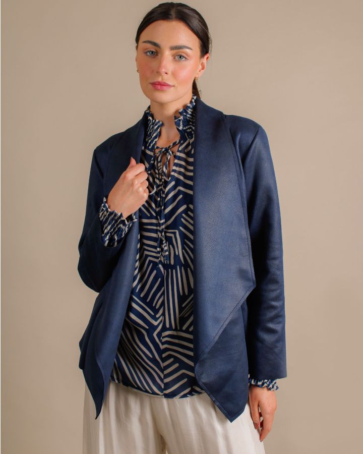 Perry Snakeskin Suedette Jacket |Navy