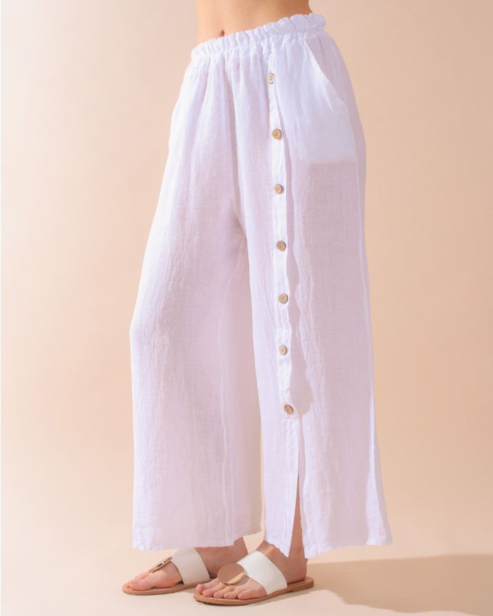 Ria Linen Trouser | White