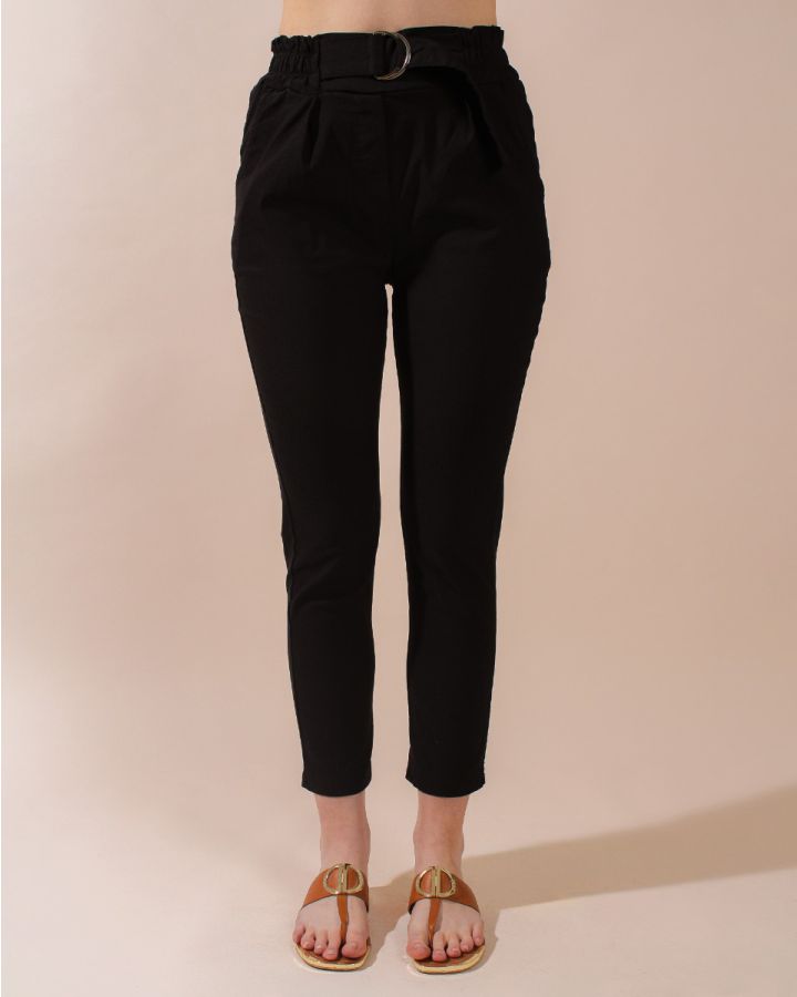 Jenna Relaxed Belted Trouser | Black