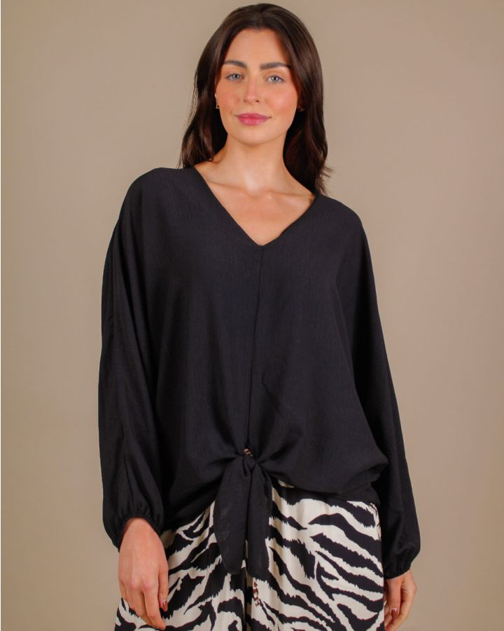 Nika Tie Front Top | Black