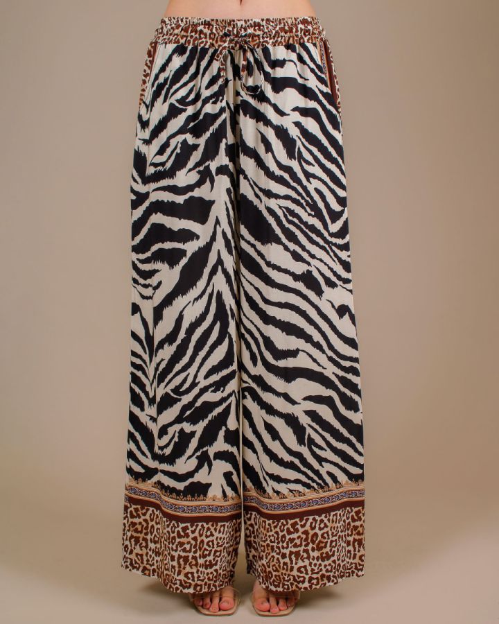 Zebra Wide Leg Trouser | Black/White